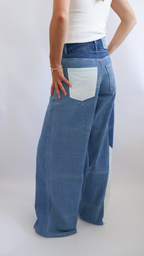 Patched denim pants