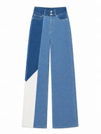 Patched denim pants