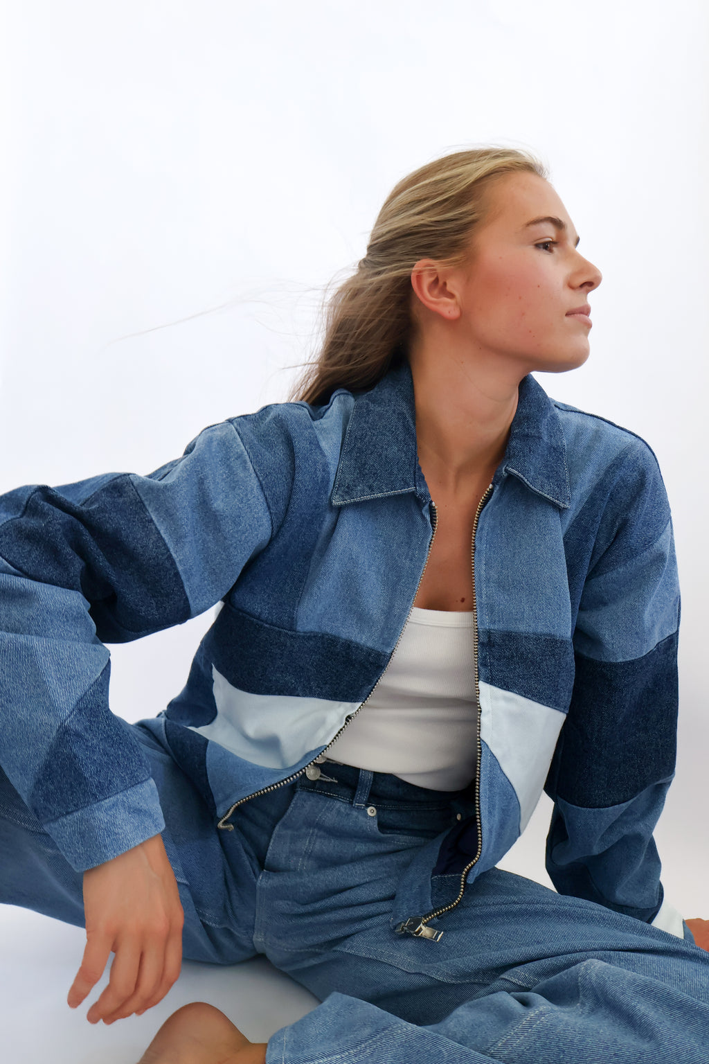 Patched denim jacket