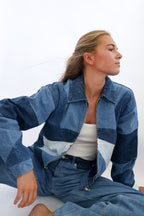 Patched denim jacket