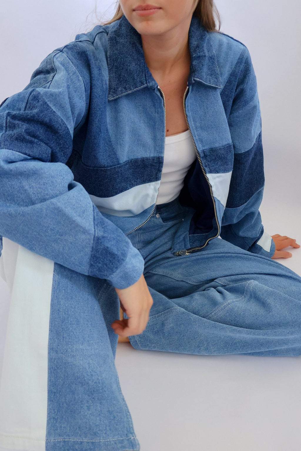 Patched denim jacket