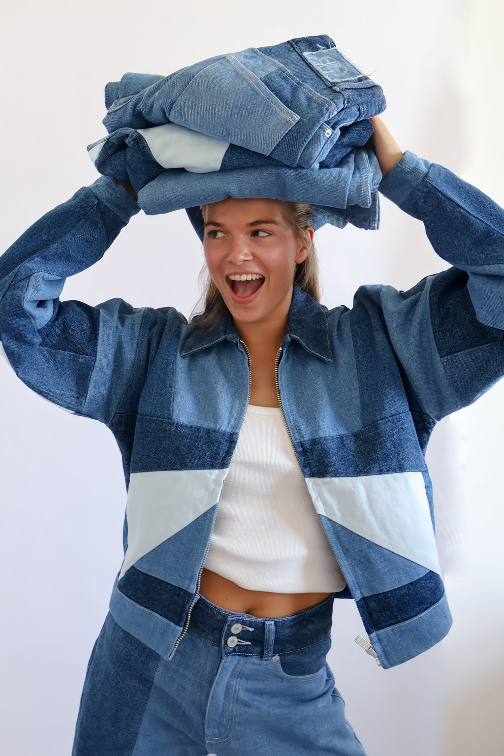 Patched denim jacket