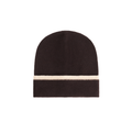 brown beanie with a moka stripe on a white background