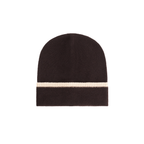 brown beanie with a moka stripe on a white background
