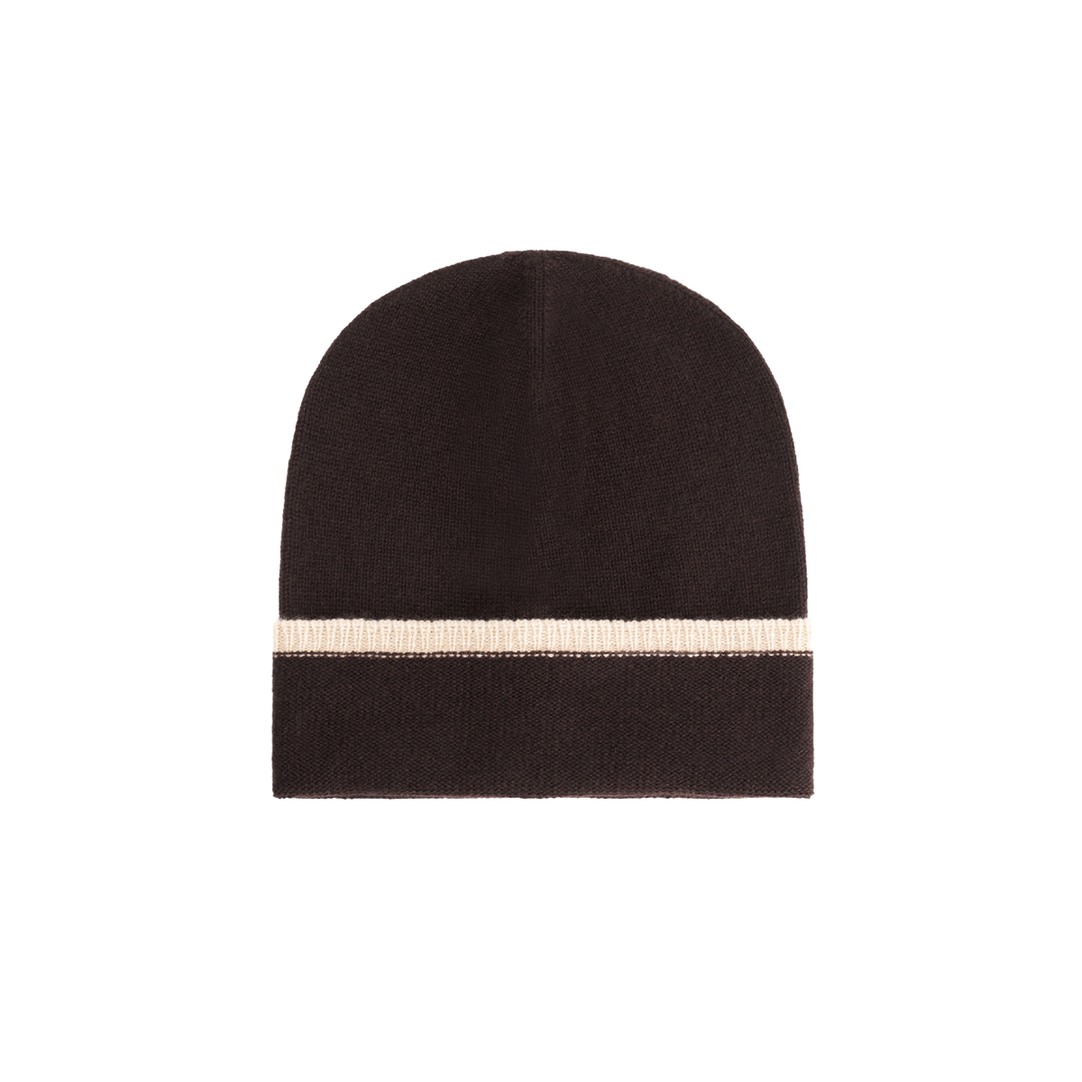brown beanie with a moka stripe on a white background